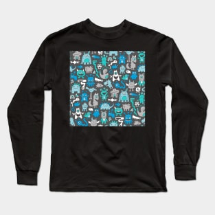 Monsters in Blue Long Sleeve T-Shirt